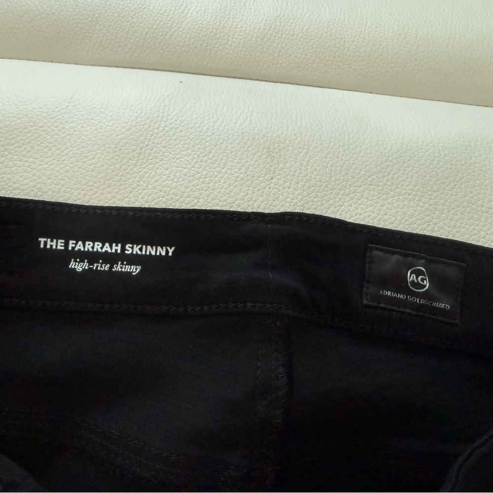 AG Adriano Goldschmied The Farrah Skinny Jet Black High Rise Jeans 27 - Picture 4 of 5
